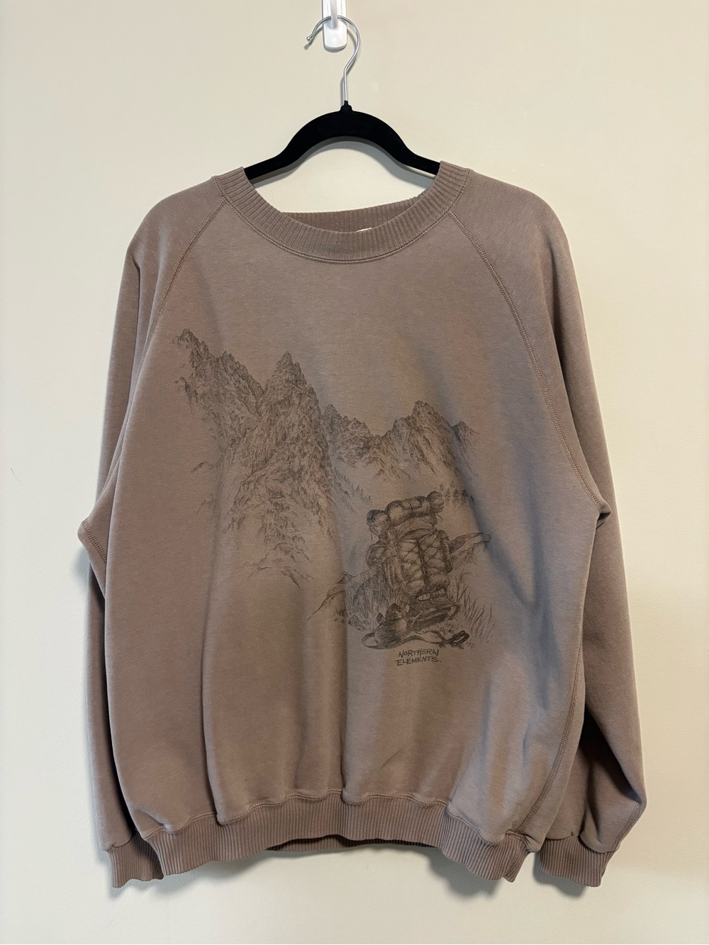 Vintage Northern Elements Mountain Backpack Graphic Sweatshirt Brown Crewneck XL